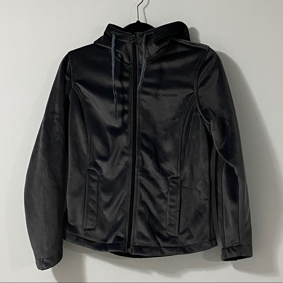 Columbia Dark Grey Velour Zip Up Hoodie SMALL - Picture 3 of 5